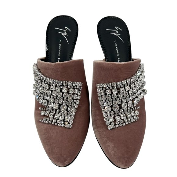 NWOB Giuseppe Zanotti Deva Punk Velvet Crystal Embellished Wedge Heels - Picture 6 of 15